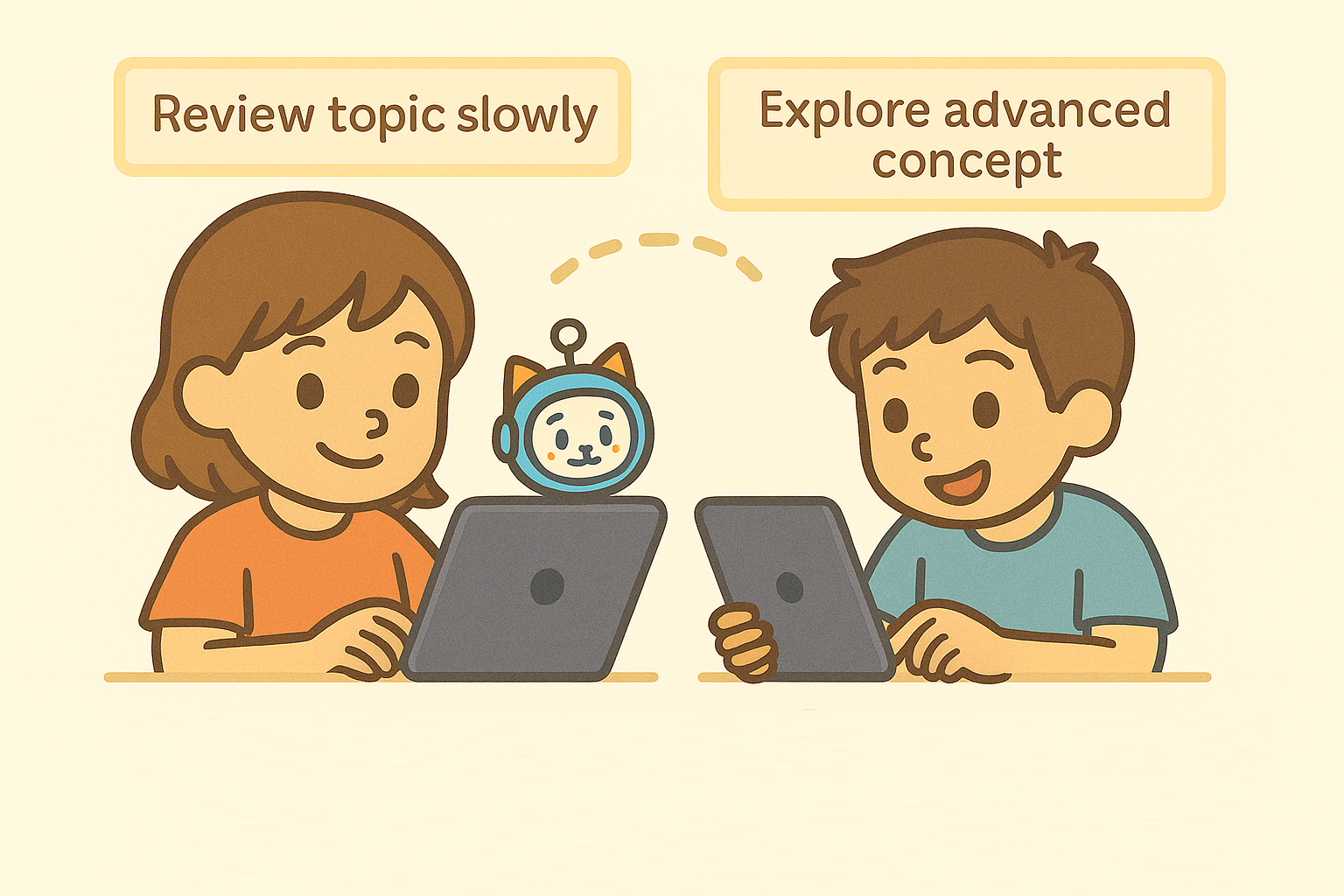 Two students using Lumi at different learning paces